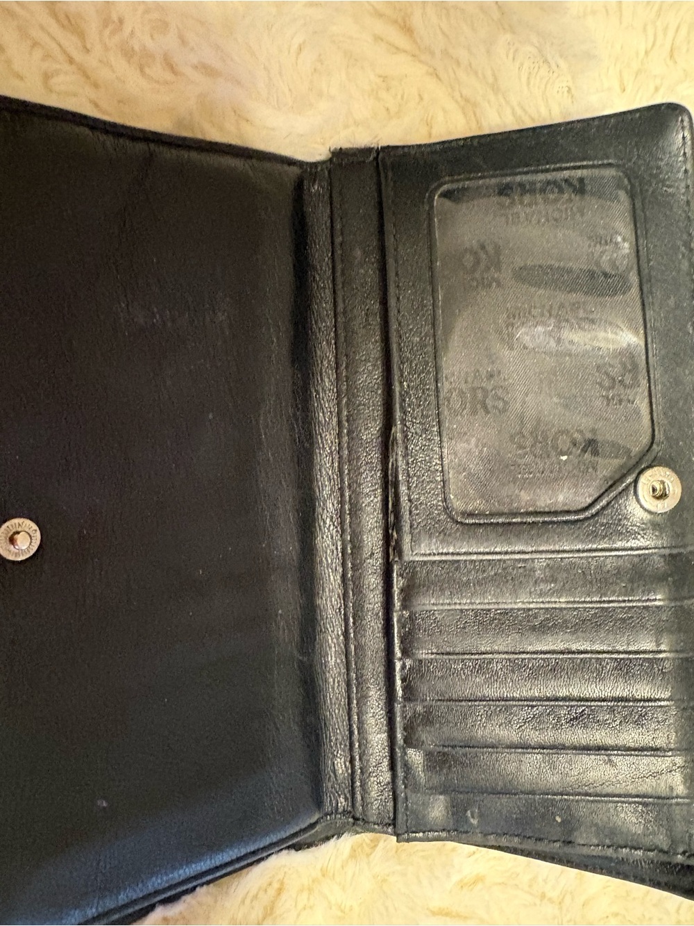 Michael Kors Black Leather Bifold Wallet with ID Window and Card Slots